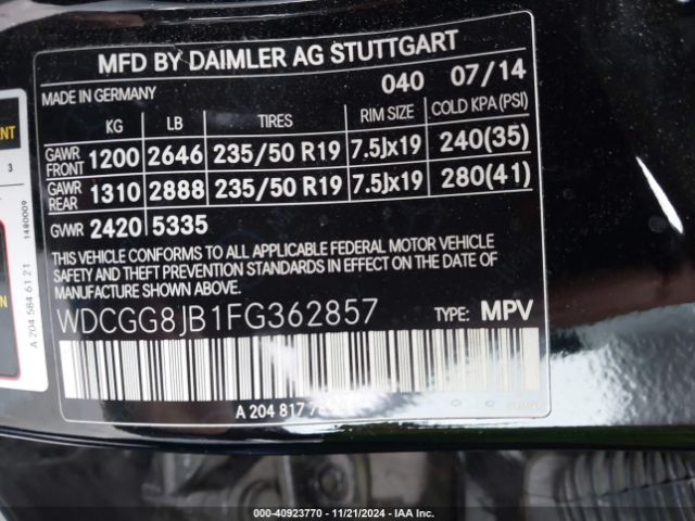 Photo 8 VIN: WDCGG8JB1FG362857 - MERCEDES-BENZ GLK-CLASS 