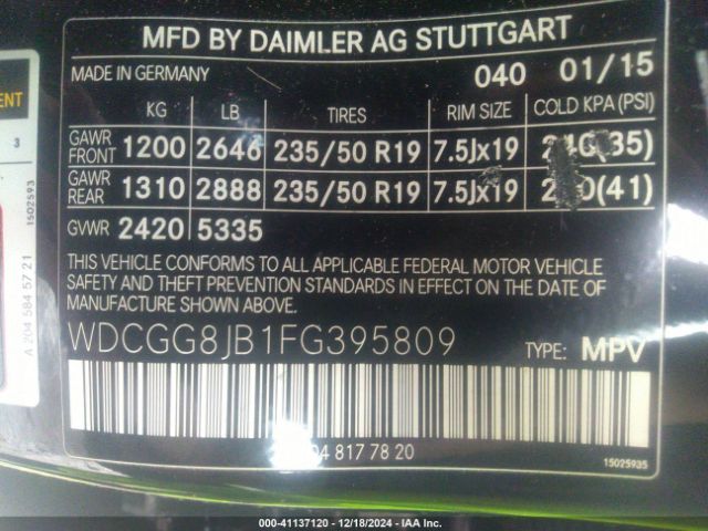 Photo 8 VIN: WDCGG8JB1FG395809 - MERCEDES-BENZ GLK-CLASS 