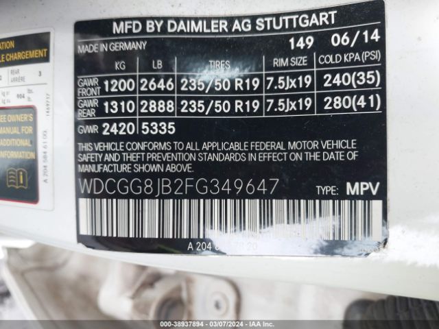 Photo 8 VIN: WDCGG8JB2FG349647 - MERCEDES-BENZ GLK 350 