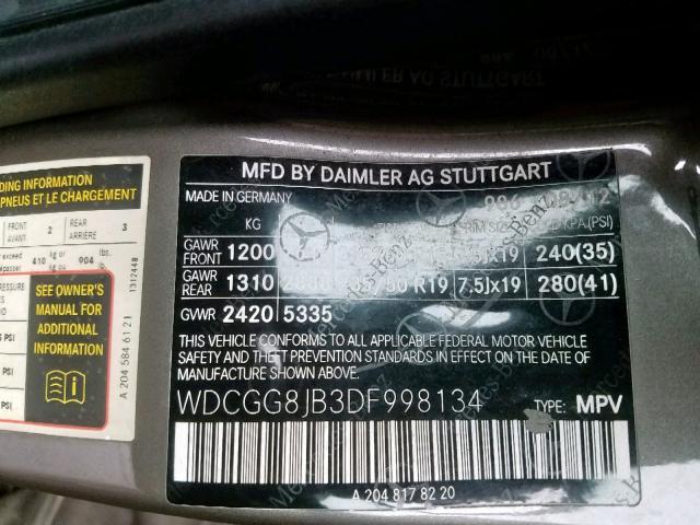 Photo 9 VIN: WDCGG8JB3DF998134 - MERCEDES-BENZ GLK 350 4M 