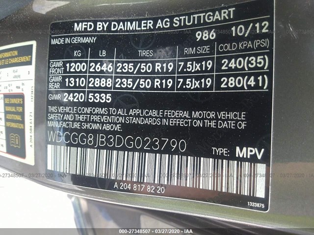 Photo 8 VIN: WDCGG8JB3DG023790 - MERCEDES-BENZ GLK-CLASS 