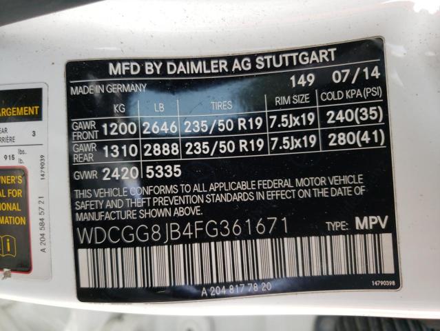 Photo 11 VIN: WDCGG8JB4FG361671 - MERCEDES-BENZ GLK-CLASS 