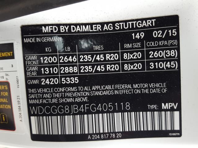 Photo 9 VIN: WDCGG8JB4FG405118 - MERCEDES-BENZ GLK 350 4M 