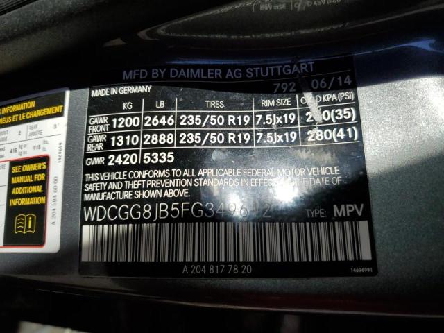 Photo 9 VIN: WDCGG8JB5FG349612 - MERCEDES-BENZ GLK 350 4M 