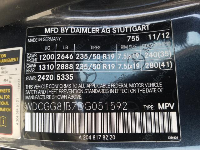 Photo 9 VIN: WDCGG8JB7DG051592 - MERCEDES-BENZ GLK 350 4M 