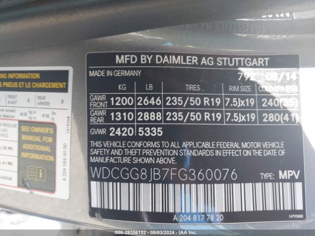 Photo 8 VIN: WDCGG8JB7FG360076 - MERCEDES-BENZ GLK 350 