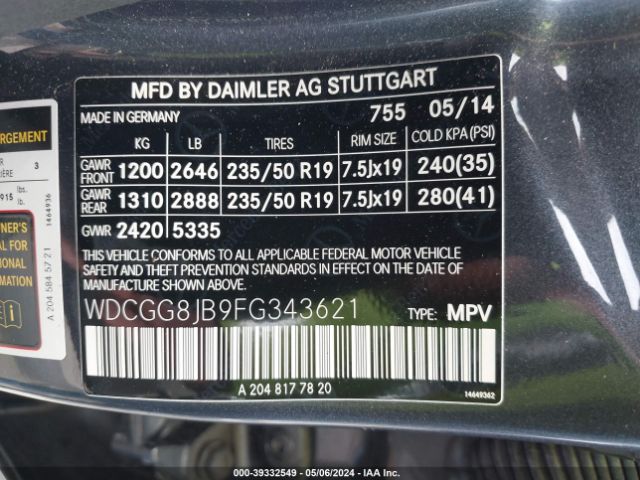 Photo 8 VIN: WDCGG8JB9FG343621 - MERCEDES-BENZ GLK 350 