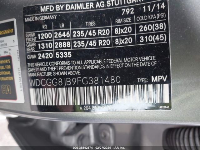 Photo 8 VIN: WDCGG8JB9FG381480 - MERCEDES-BENZ GLK 350 