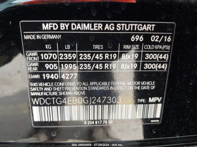 Photo 8 VIN: WDCTG4EB0GJ247303 - MERCEDES-BENZ GLA-CLASS 