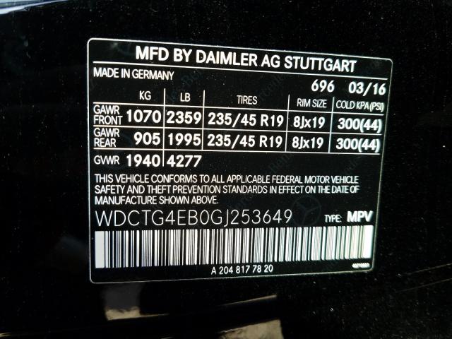 Photo 9 VIN: WDCTG4EB0GJ253649 - MERCEDES-BENZ GLA 250 