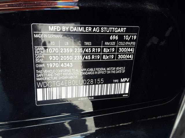 Photo 9 VIN: WDCTG4EB0LU028155 - MERCEDES-BENZ GLA 250 