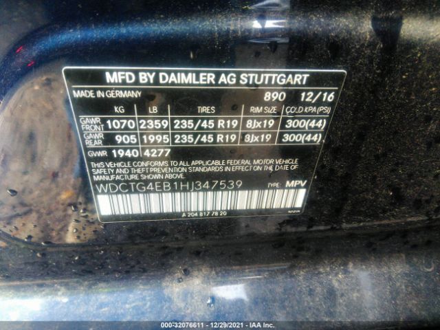 Photo 8 VIN: WDCTG4EB1HJ347539 - MERCEDES-BENZ GLA 