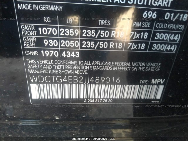 Photo 8 VIN: WDCTG4EB2JJ489016 - MERCEDES-BENZ GLA 