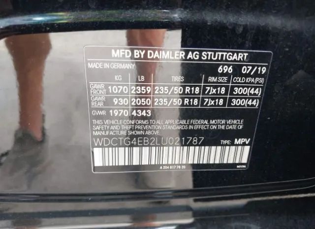 Photo 8 VIN: WDCTG4EB2LU021787 - MERCEDES-BENZ GLA-KLASSE 