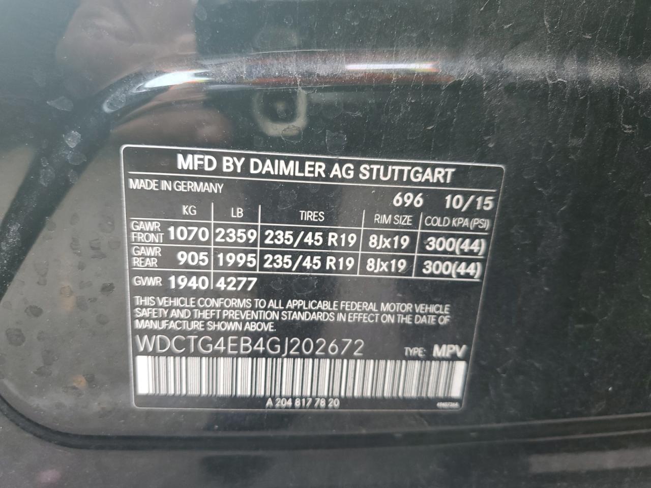 Photo 12 VIN: WDCTG4EB4GJ202672 - MERCEDES-BENZ GLA-KLASSE 