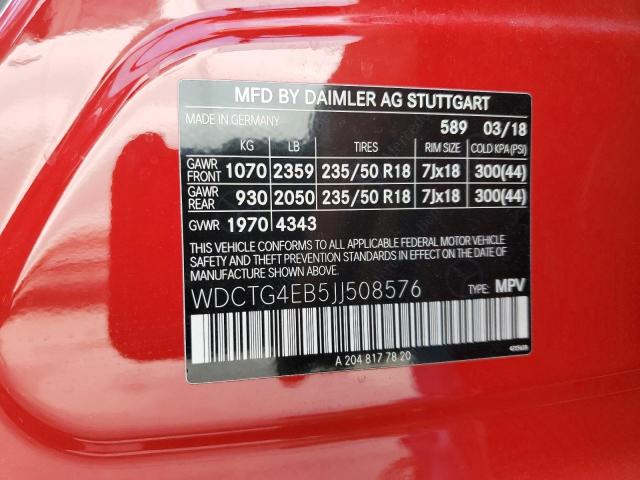 Photo 12 VIN: WDCTG4EB5JJ508576 - MERCEDES-BENZ GLA 250 