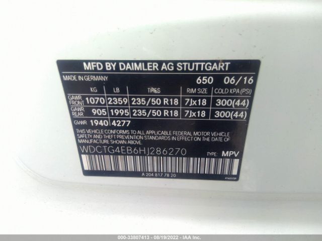 Photo 8 VIN: WDCTG4EB6HJ286270 - MERCEDES-BENZ GLA 