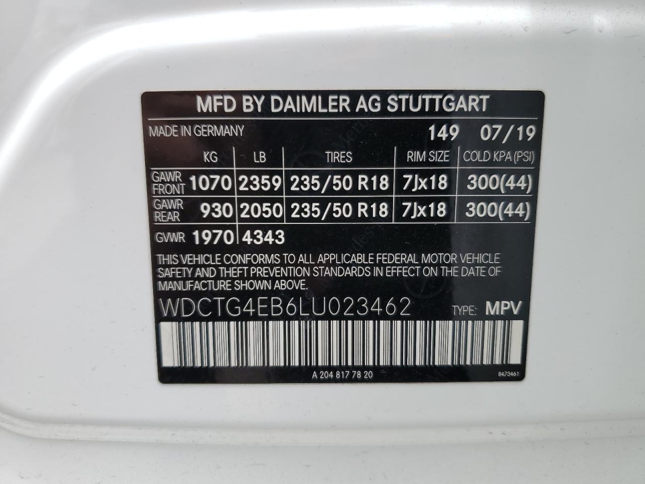 Photo 12 VIN: WDCTG4EB6LU023462 - MERCEDES-BENZ GLA-KLASSE 