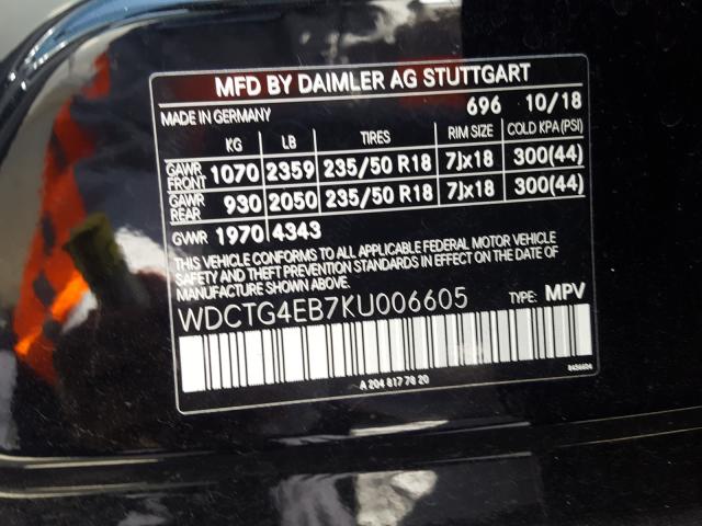 Photo 9 VIN: WDCTG4EB7KU006605 - MERCEDES-BENZ GLA 250 