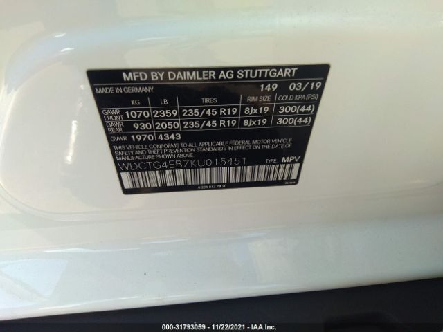 Photo 8 VIN: WDCTG4EB7KU015451 - MERCEDES-BENZ GLA 