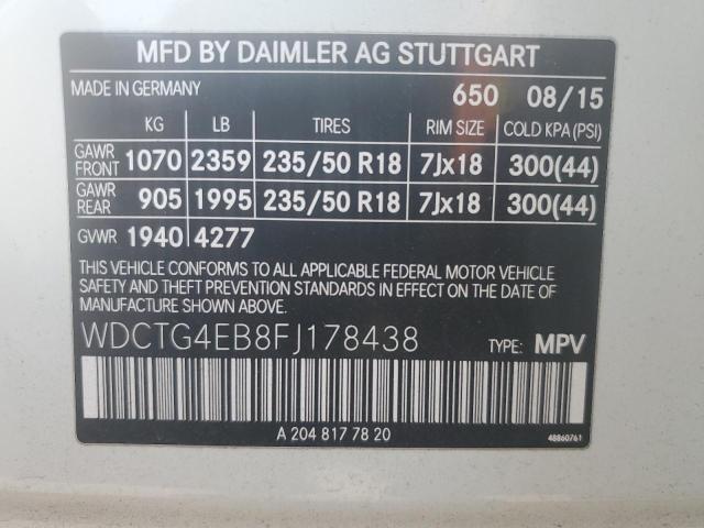 Photo 12 VIN: WDCTG4EB8FJ178438 - MERCEDES-BENZ GLA 250 