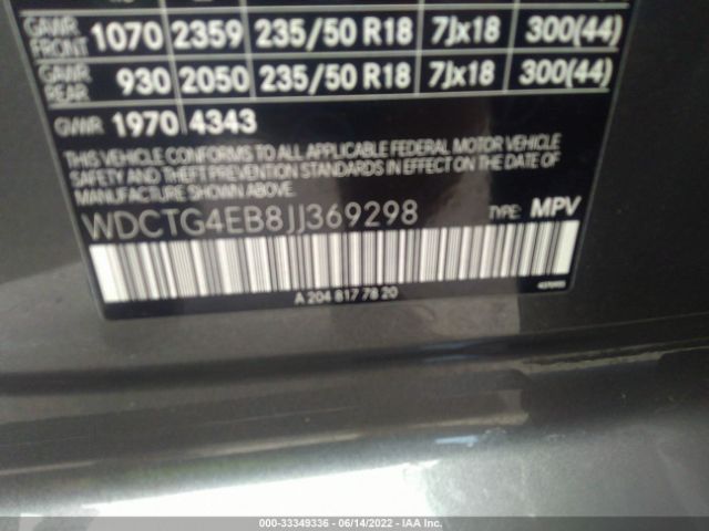 Photo 8 VIN: WDCTG4EB8JJ369298 - MERCEDES-BENZ GLA 