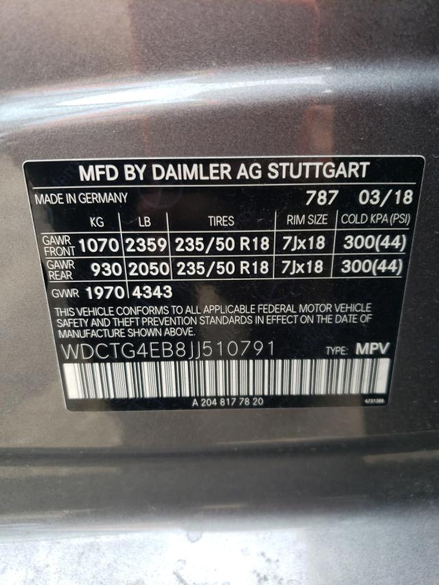 Photo 9 VIN: WDCTG4EB8JJ510791 - MERCEDES-BENZ GLA 250 