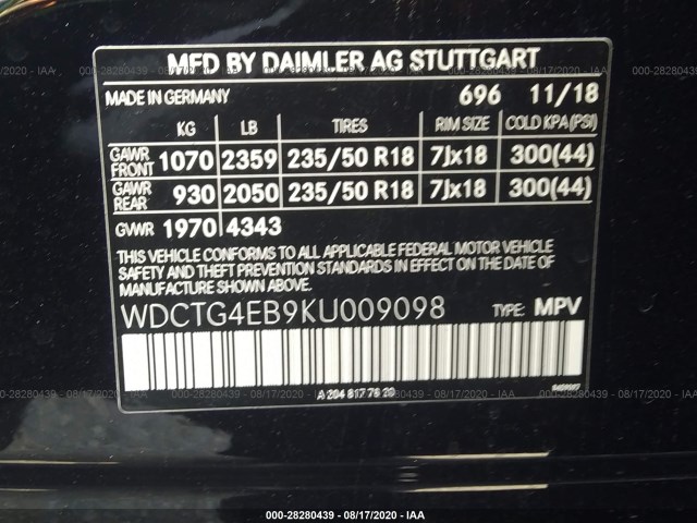 Photo 8 VIN: WDCTG4EB9KU009098 - MERCEDES-BENZ GLA 