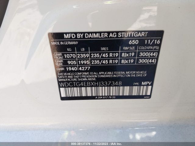 Photo 8 VIN: WDCTG4EBXHJ337348 - MERCEDES-BENZ GLA 250 