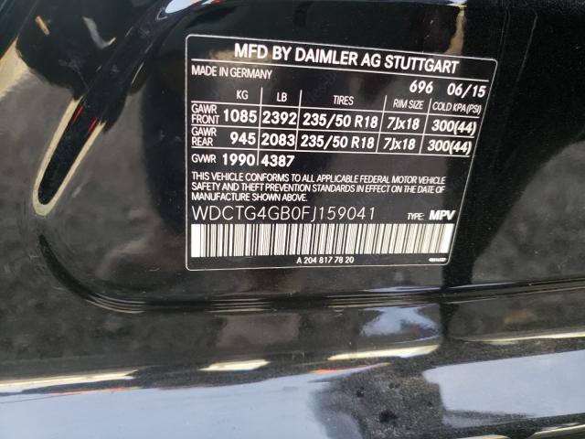 Photo 9 VIN: WDCTG4GB0FJ159041 - MERCEDES-BENZ GLA 250 4M 