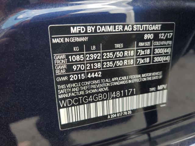 Photo 11 VIN: WDCTG4GB0JJ481171 - MERCEDES-BENZ GLA 250 4M 