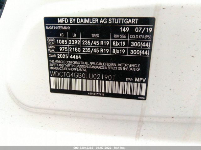 Photo 8 VIN: WDCTG4GB0LU021901 - MERCEDES-BENZ GLA 