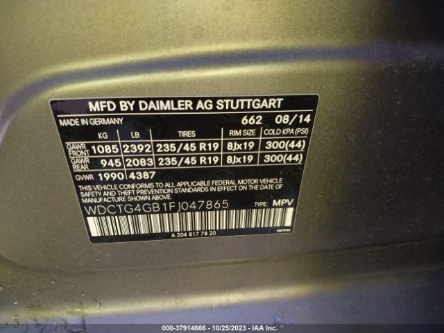 Photo 8 VIN: WDCTG4GB1FJ047865 - MERCEDES-BENZ GLA-CLASS 