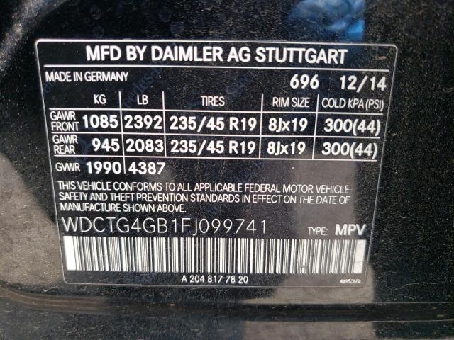 Photo 11 VIN: WDCTG4GB1FJ099741 - MERCEDES-BENZ GLA 250 4M 