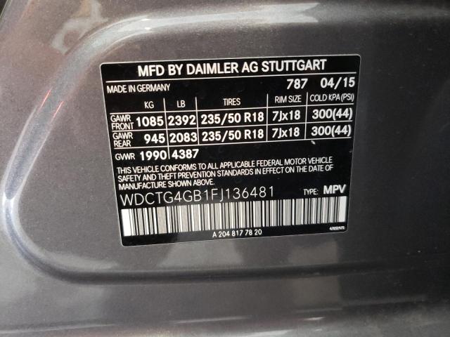 Photo 9 VIN: WDCTG4GB1FJ136481 - MERCEDES-BENZ GLA 250 4M 