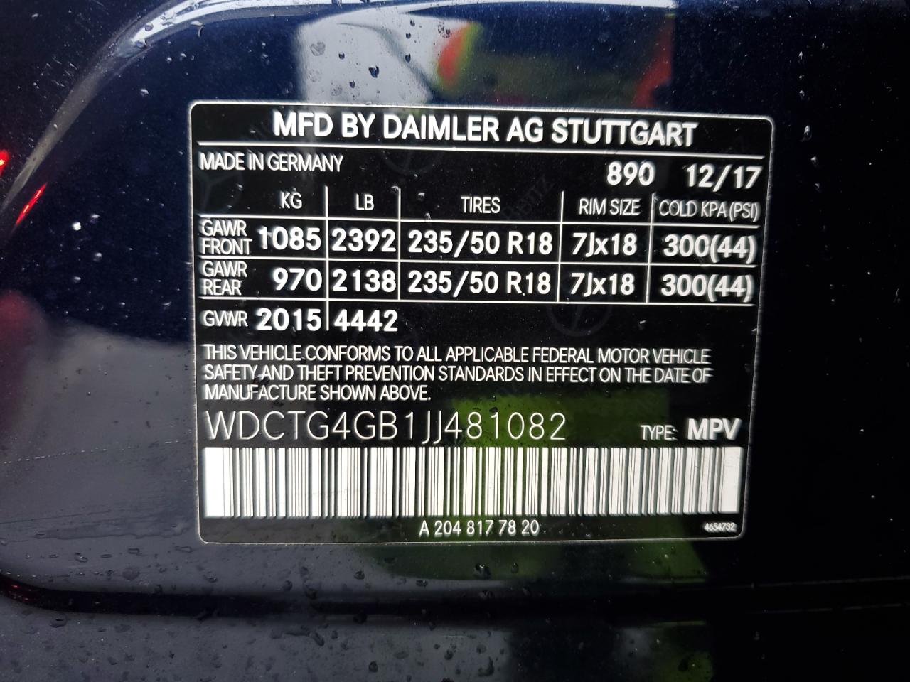 Photo 12 VIN: WDCTG4GB1JJ481082 - MERCEDES-BENZ GLA-KLASSE 