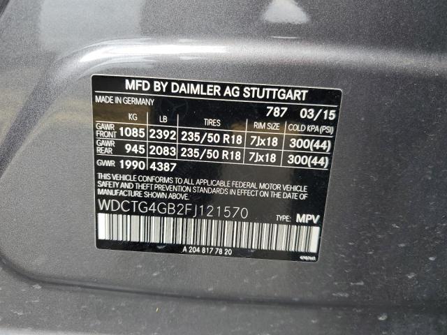 Photo 11 VIN: WDCTG4GB2FJ121570 - MERCEDES-BENZ GLA-CLASS 