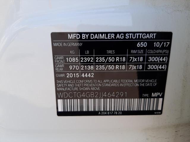 Photo 9 VIN: WDCTG4GB2JJ464291 - MERCEDES-BENZ GLA 250 4M 