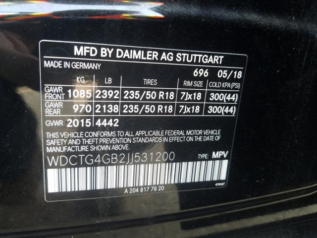 Photo 9 VIN: WDCTG4GB2JJ531200 - MERCEDES-BENZ GLA 250 4M 