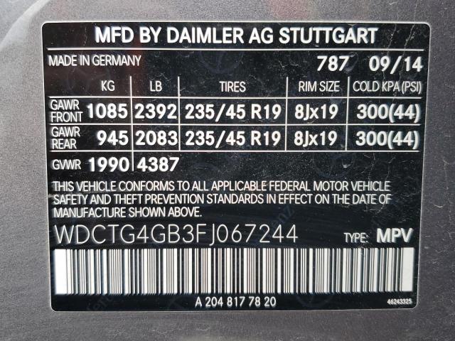 Photo 12 VIN: WDCTG4GB3FJ067244 - MERCEDES-BENZ GLA 250 4M 