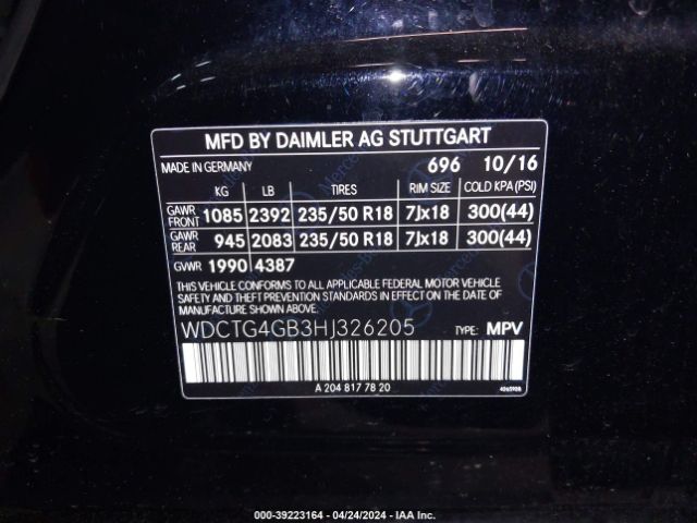 Photo 8 VIN: WDCTG4GB3HJ326205 - MERCEDES-BENZ GLA 250 