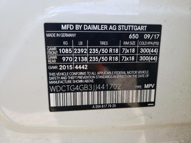 Photo 9 VIN: WDCTG4GB3JJ441702 - MERCEDES-BENZ GLA 250 4M 