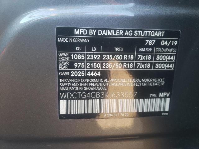 Photo 11 VIN: WDCTG4GB3KJ633557 - MERCEDES-BENZ GLA-CLASS 