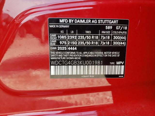 Photo 9 VIN: WDCTG4GB3KU001981 - MERCEDES-BENZ GLA 250 4M 