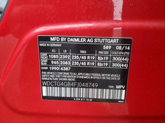 Photo 12 VIN: WDCTG4GB4FJ048749 - MERCEDES-BENZ GLA 250 4M 