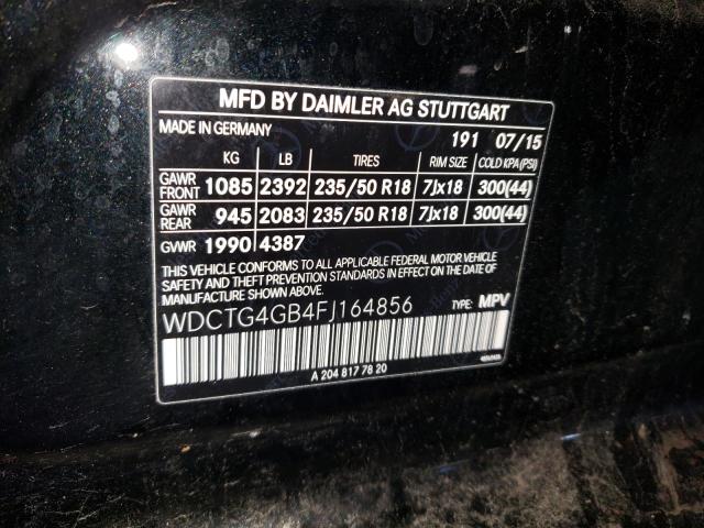 Photo 11 VIN: WDCTG4GB4FJ164856 - MERCEDES-BENZ GLA 250 4M 