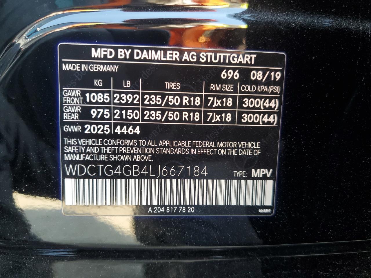 Photo 12 VIN: WDCTG4GB4LJ667184 - MERCEDES-BENZ GLA-KLASSE 