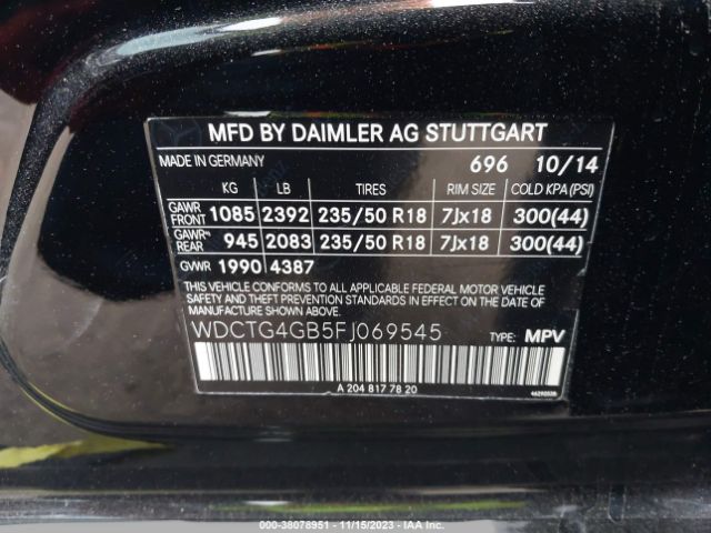 Photo 8 VIN: WDCTG4GB5FJ069545 - MERCEDES-BENZ GLA 250 