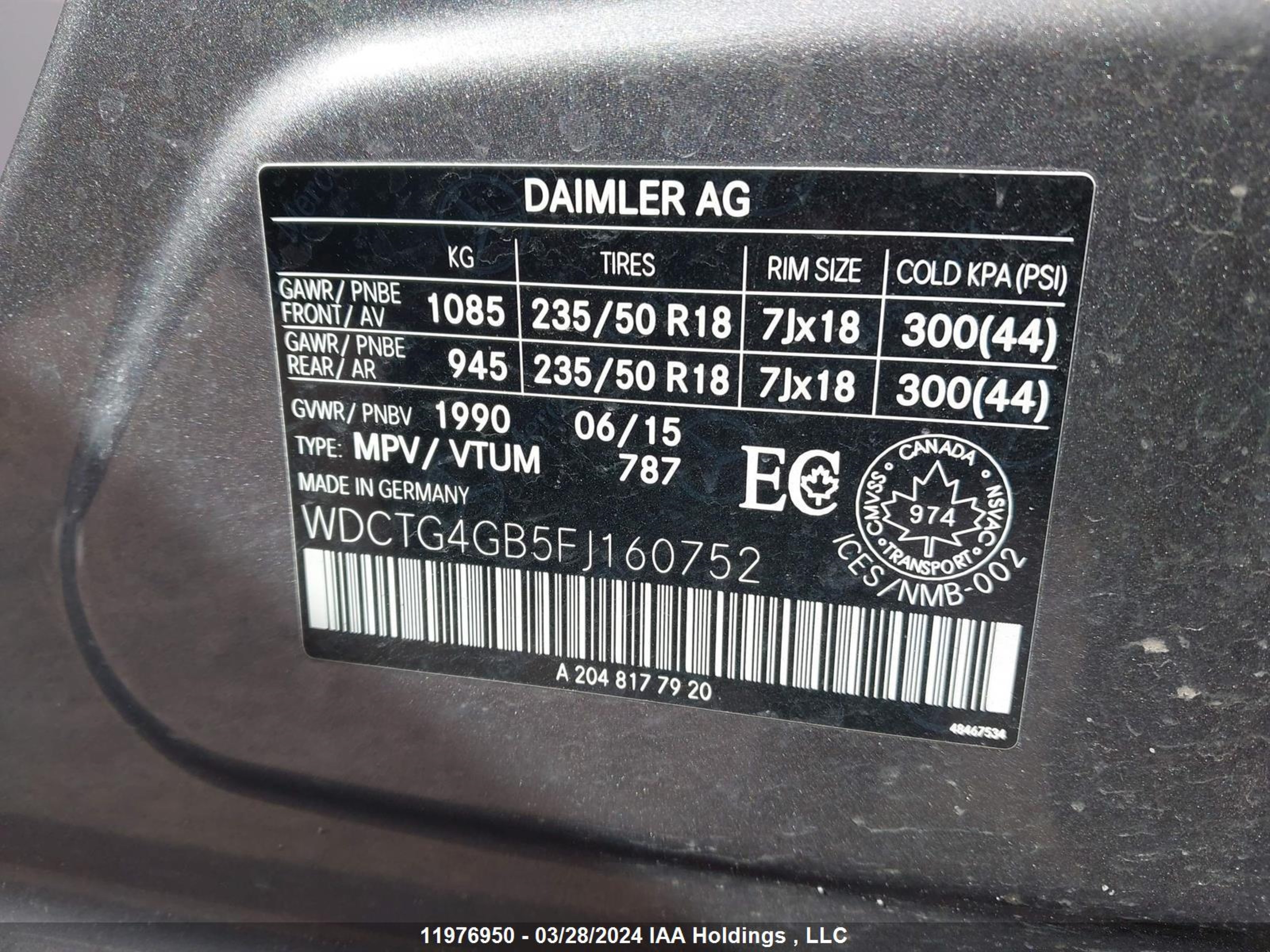 Photo 8 VIN: WDCTG4GB5FJ160752 - MERCEDES-BENZ GLA-KLASSE 