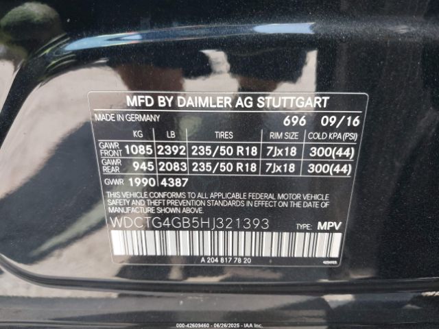 Photo 8 VIN: WDCTG4GB5HJ321393 - MERCEDES-BENZ GLA-CLASS 